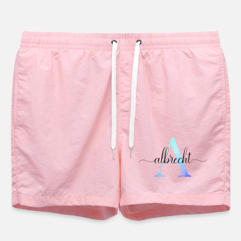 A| Monogramme | Nom | Albrecht | Aquarelle - Short de bain - rose