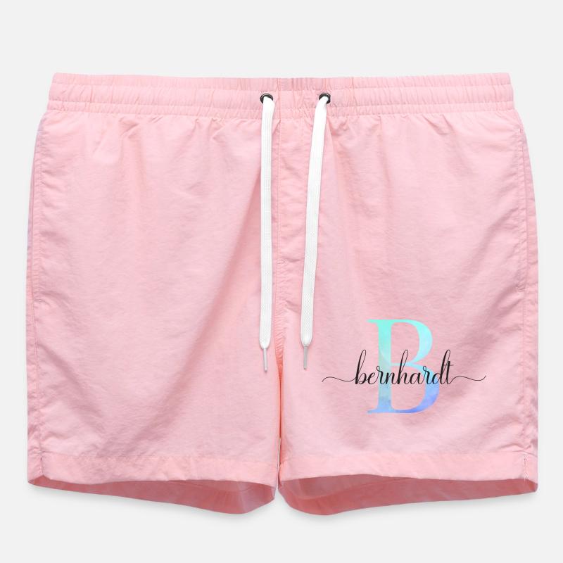B| Monogramme | Nom | Bernhardt | Aquarelle - Short de bain - rose