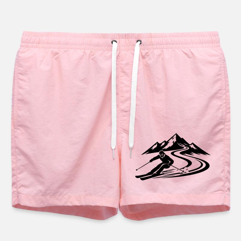Ski Mountains Slope - Swim Trunks - pink