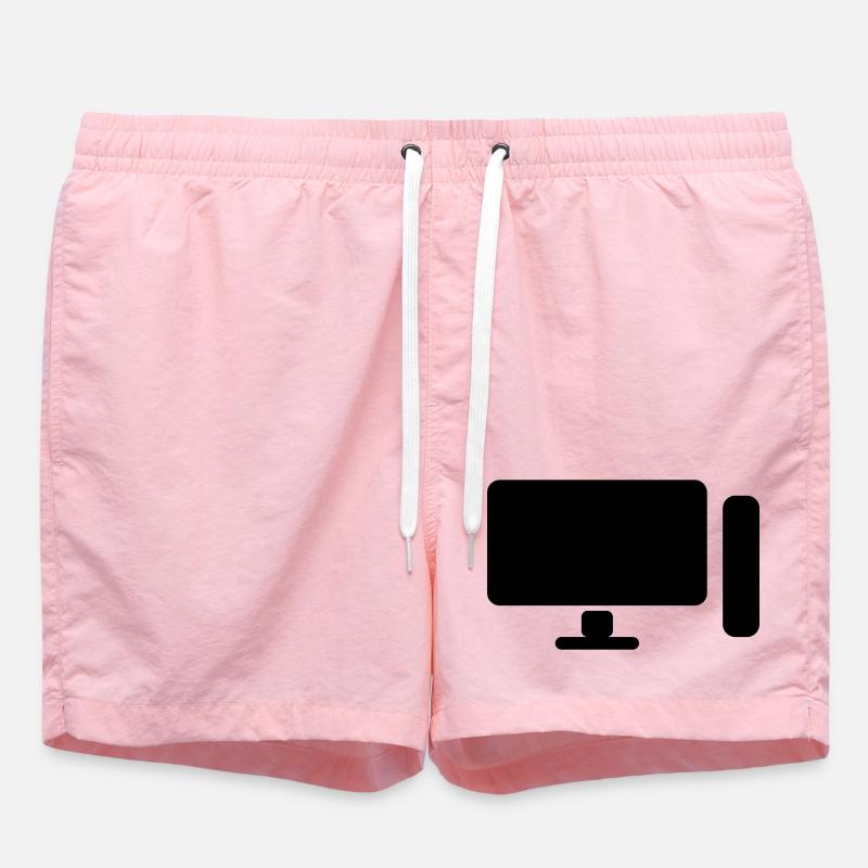 Minimal PC Setup Icon – Gamer Design - Badeshorts - Pink