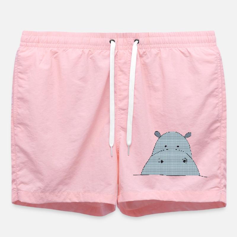 Pixel-friendly hippo - Swim Trunks - pink