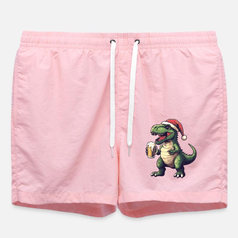 Dinosaure T-Rex Bière Noël - Short de bain - rose