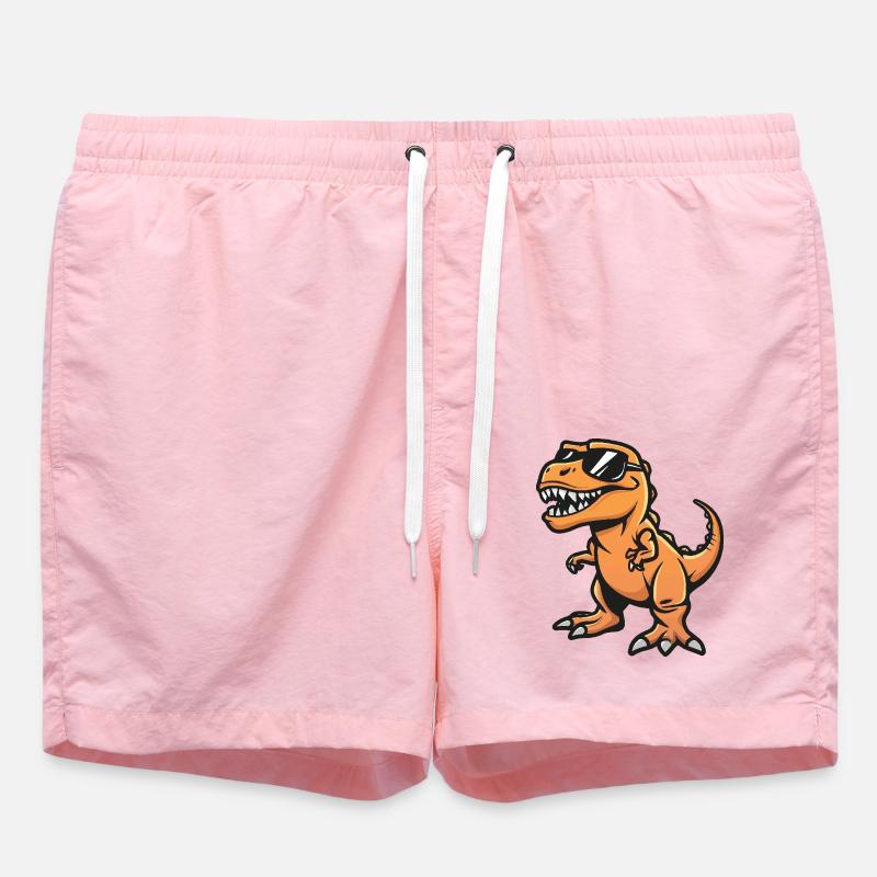 Dinosaur T-Rex Cool Comic - Swim Trunks - pink