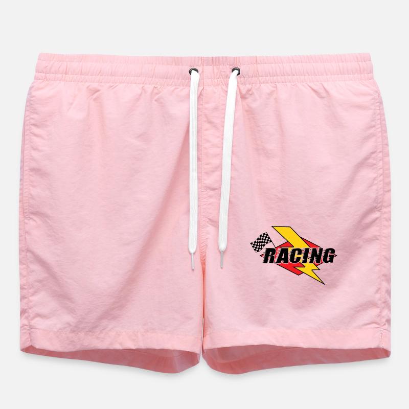 Éclair de course et drapeau - Short de bain - rose