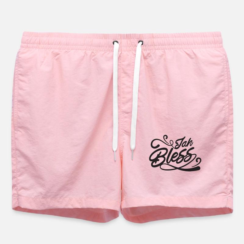Jah Bless Script - Swim Trunks - pink