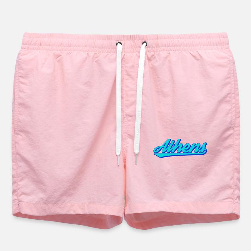 Athens Retro Script - Swim Trunks - pink