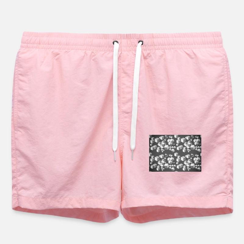 Deco pattern grey-white - Swim Trunks - pink