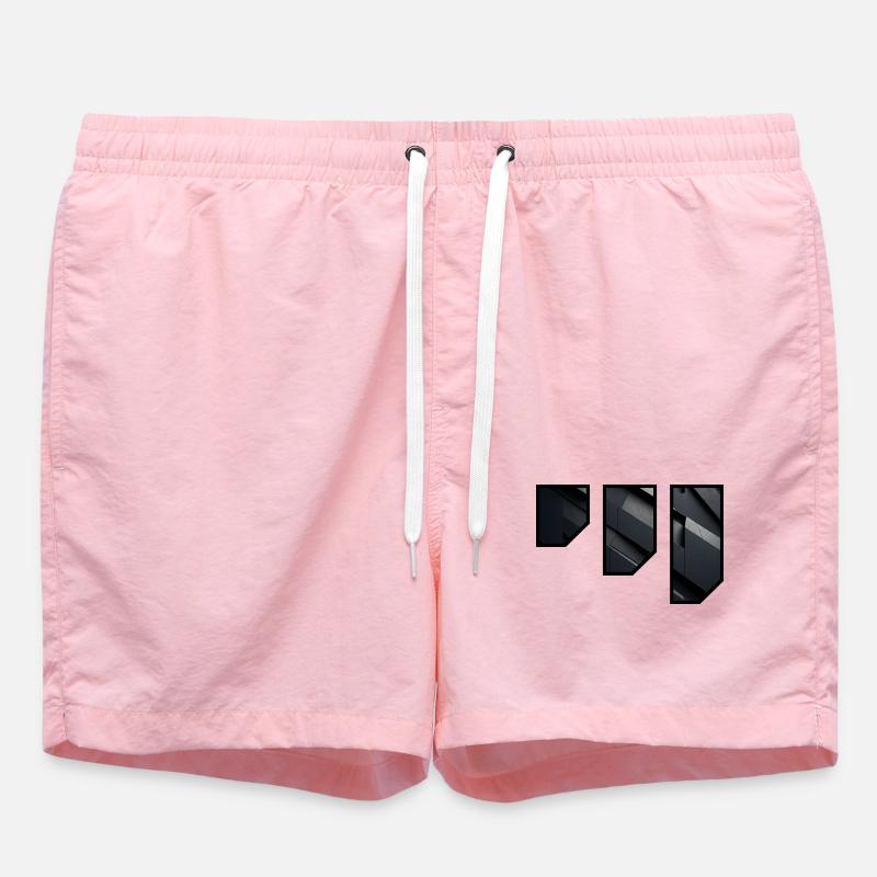 Geometric Dark Facade Pattern - Swim Trunks - pink