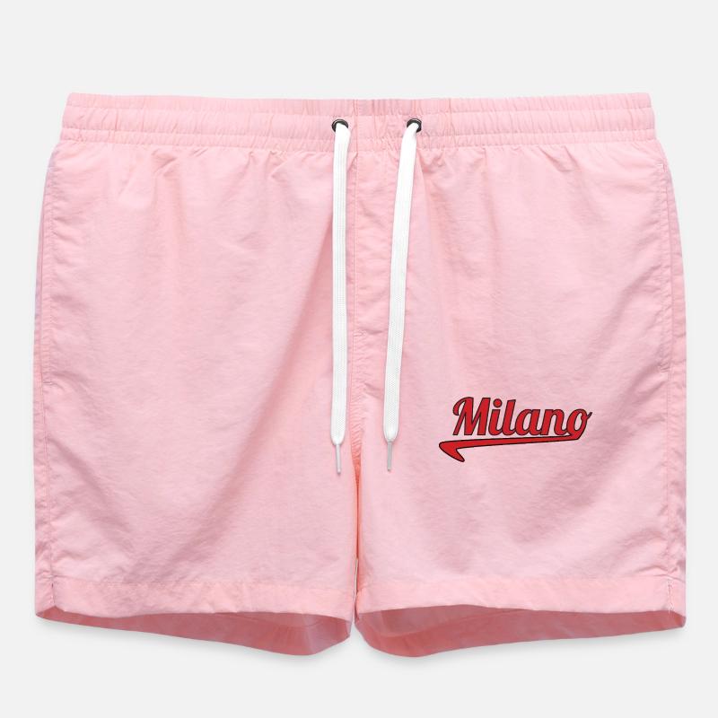 Milano Script Emblem Swoosh - Swim Trunks - pink