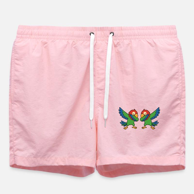 Parrot Dabbing Comic - Swim Trunks - pink