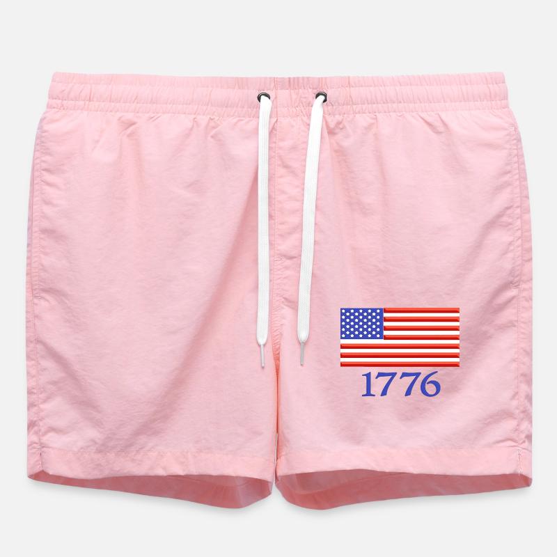 Drapeau américain de 1776 brodé - Short de bain - rose