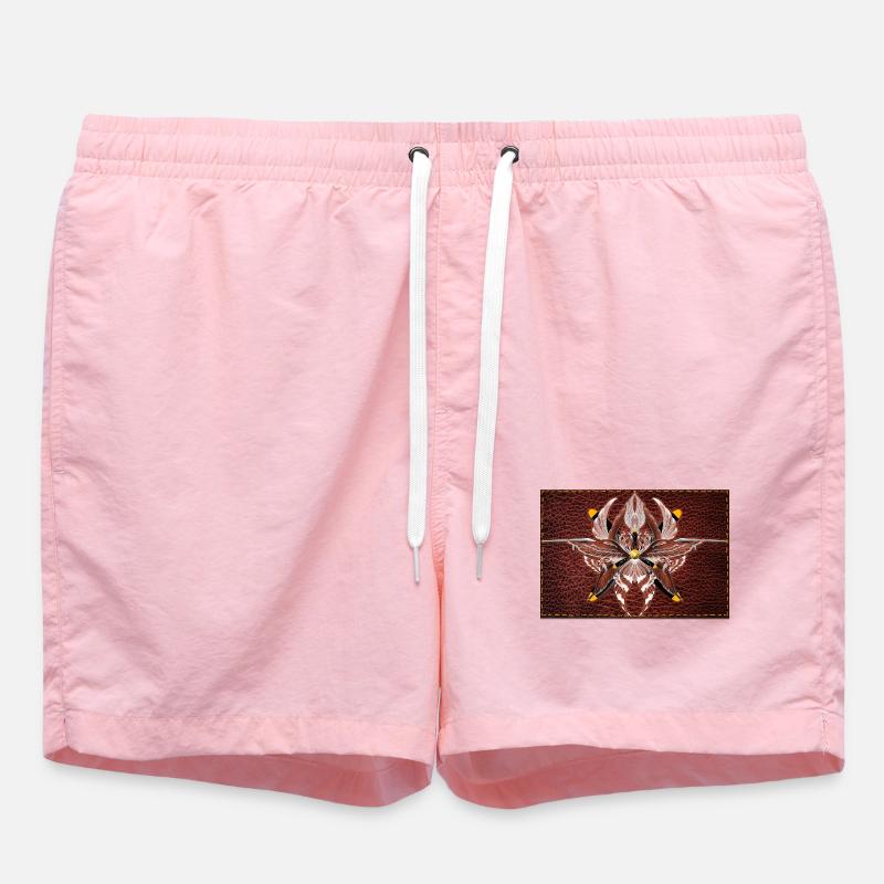 Firewing Mandala on Leather Look - Swim Trunks - pink