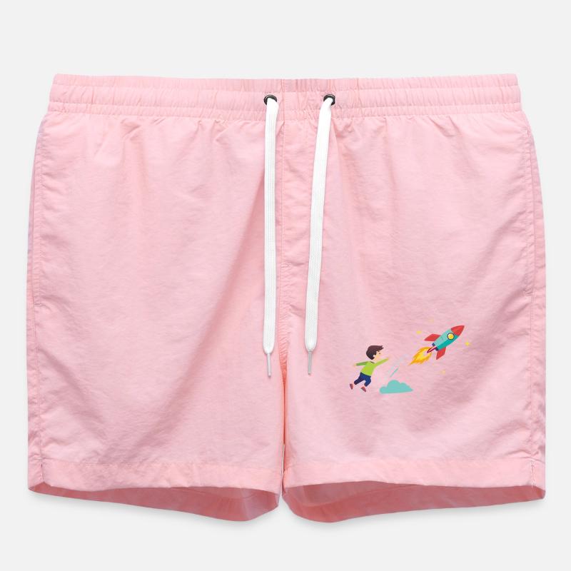 Kid Rocket Launch Adventure - Swim Trunks - pink