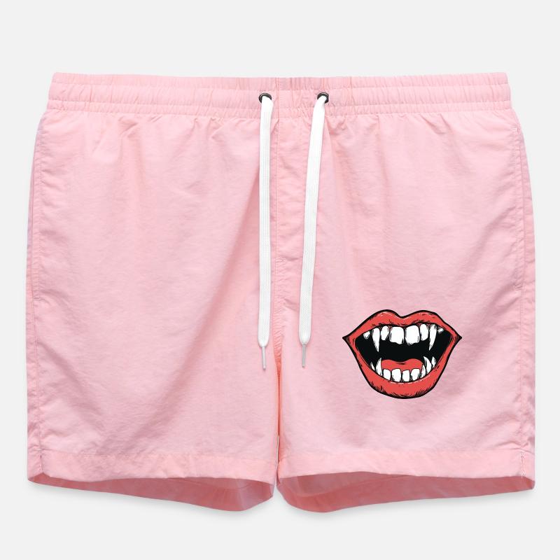 vampire mouth, sharp teeth, bite - Swim Trunks - pink
