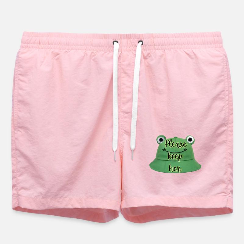 Please keep here - Frog hat - Swim Trunks - pink
