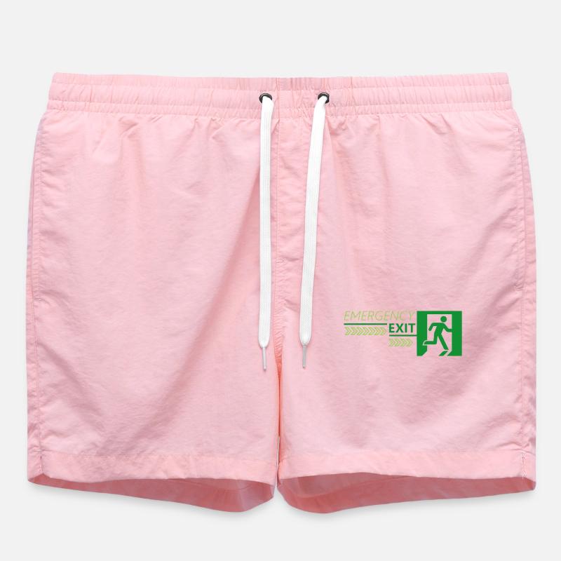 Emergency EXIT Green Flag - Swim Trunks - pink