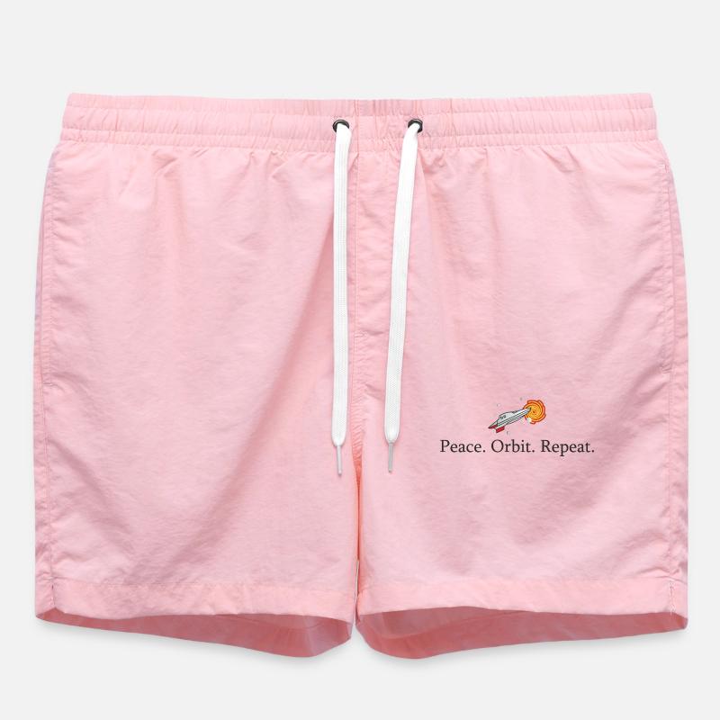 Peace Orbit Repeat Rocket - Swim Trunks - pink