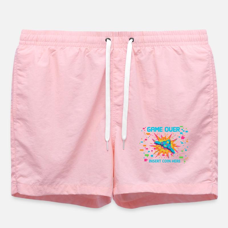 Game Over Neon Arcade Game - Swim Trunks - pink