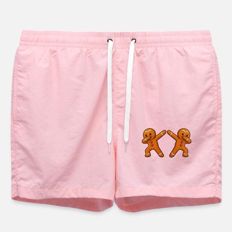 Gingerbread Man Dabbing 2 - Swim Trunks - pink