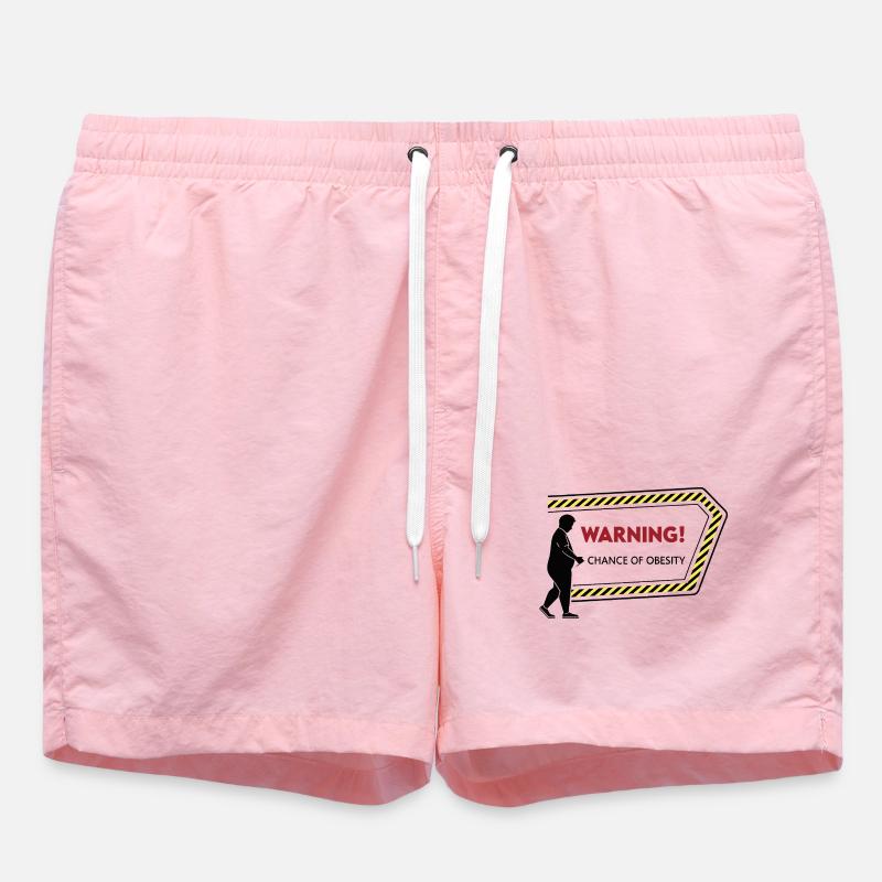 Warning: Obesity Caution Graphic - Swim Trunks - pink