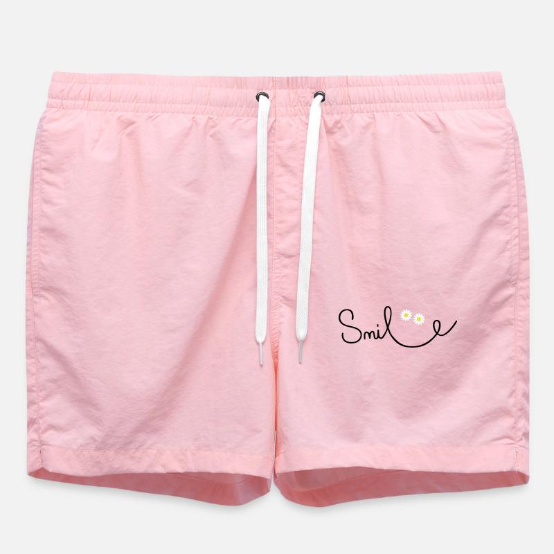 Flowery smile in cursive script - Swim Trunks - pink