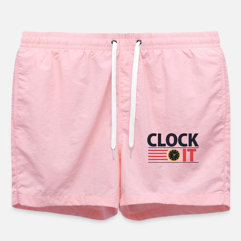Clock It - Swim Trunks - pink