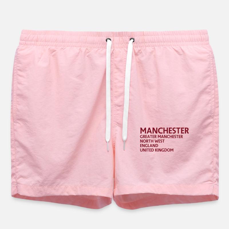Manchester Name Stack Typography - Swim Trunks - pink