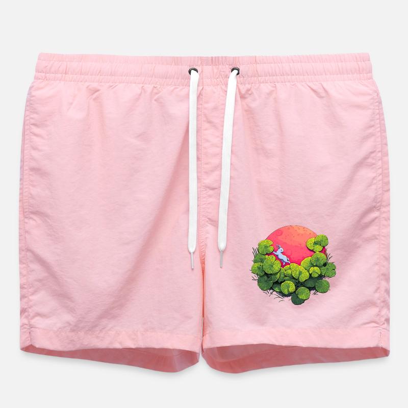 Moonlight Bunny in Leaf Forest - Swim Trunks - pink