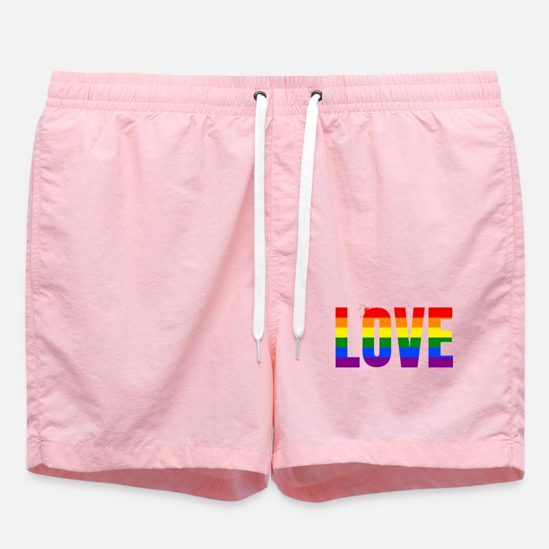 LOVE Rainbow Statement – Bold Equality Message - Swim Trunks - pink