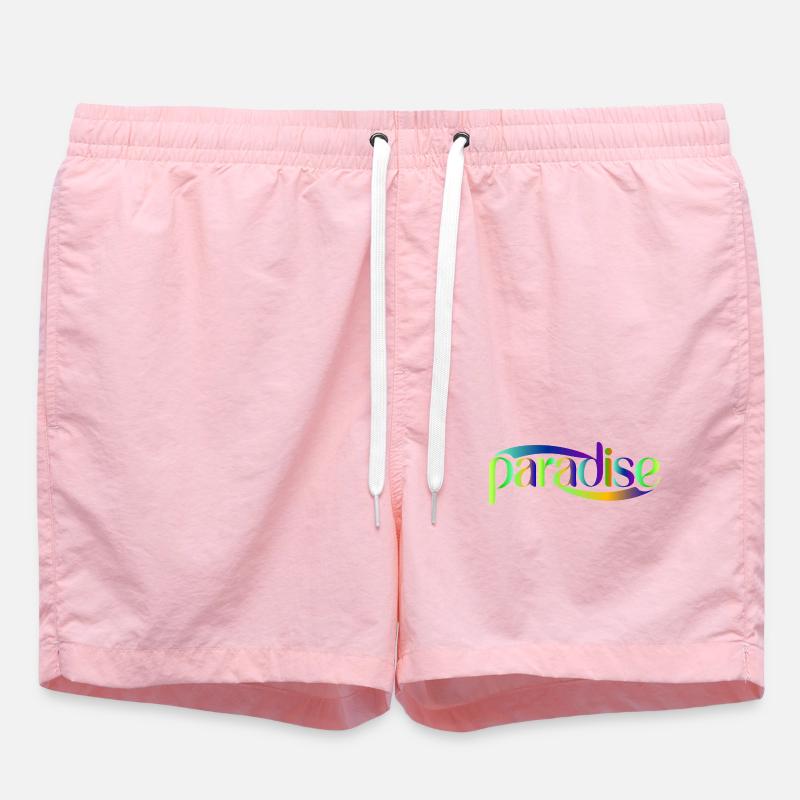Paradise Rainbow Script Design - Swim Trunks - pink