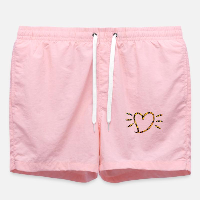 Leopard Heart Rays - Swim Trunks - pink
