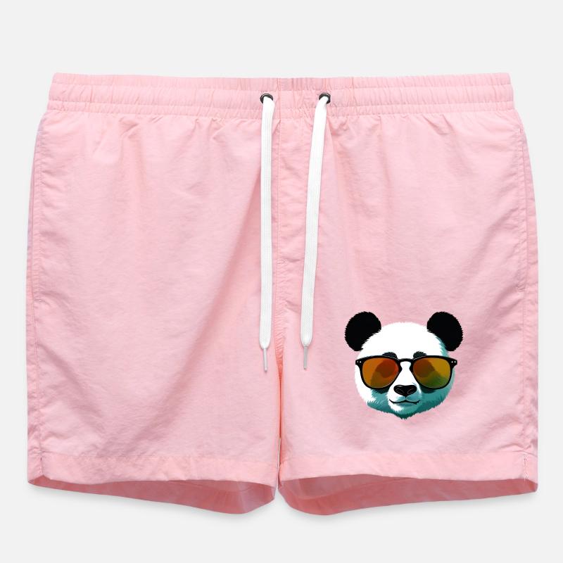 Panda with Sunglasses Gradient - Swim Trunks - pink