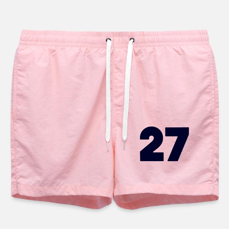 Bold 27 Numeric Emblem - Swim Trunks - pink