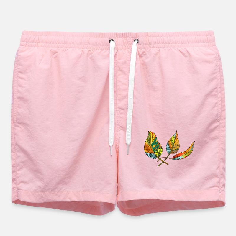 leaves - Swim Trunks - pink