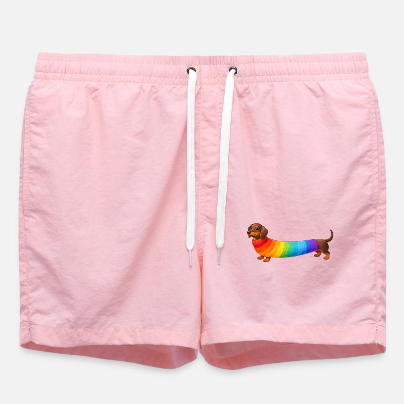 Dackel mit Regenbogen Pullover  - Badeshorts - Pink