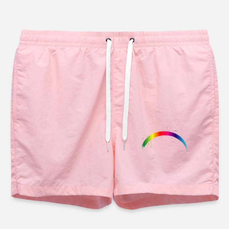 Rainbow Arc Gradient Splash Art - Swim Trunks - pink