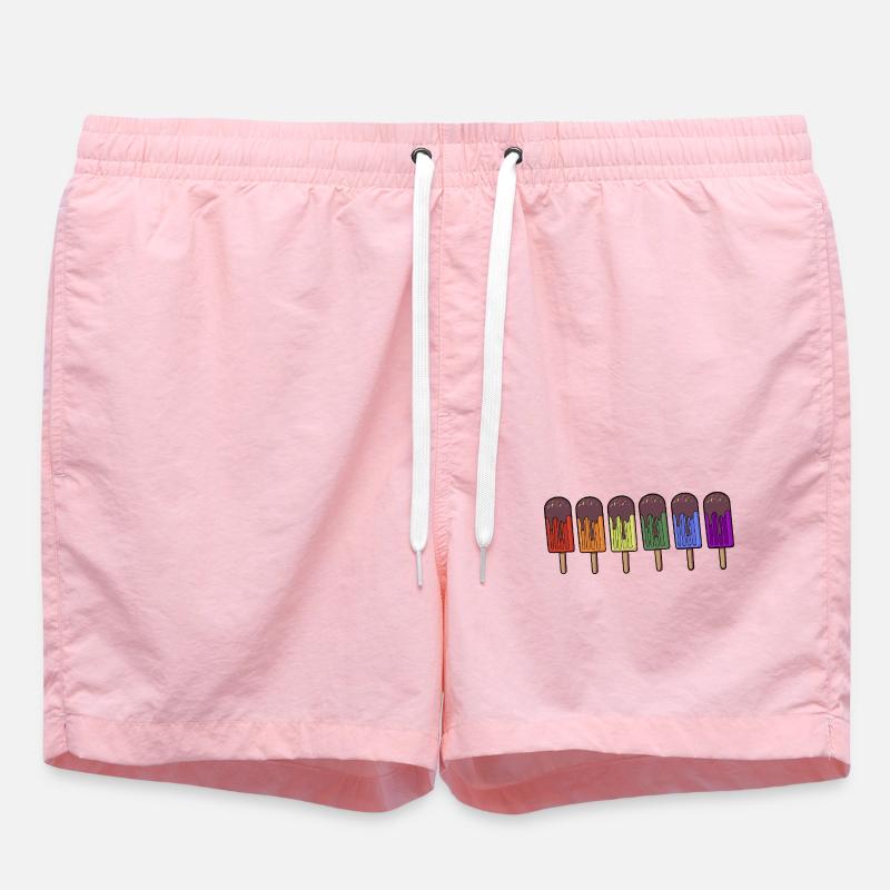 Rainbow Popsicle Parade - Swim Trunks - pink