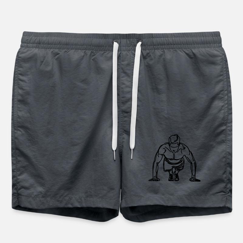 Bodybuilder Drawing - Swim Trunks - undefined