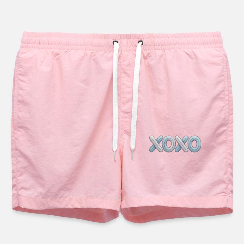 XOXO Patchwork Embroidery - Swim Trunks - pink
