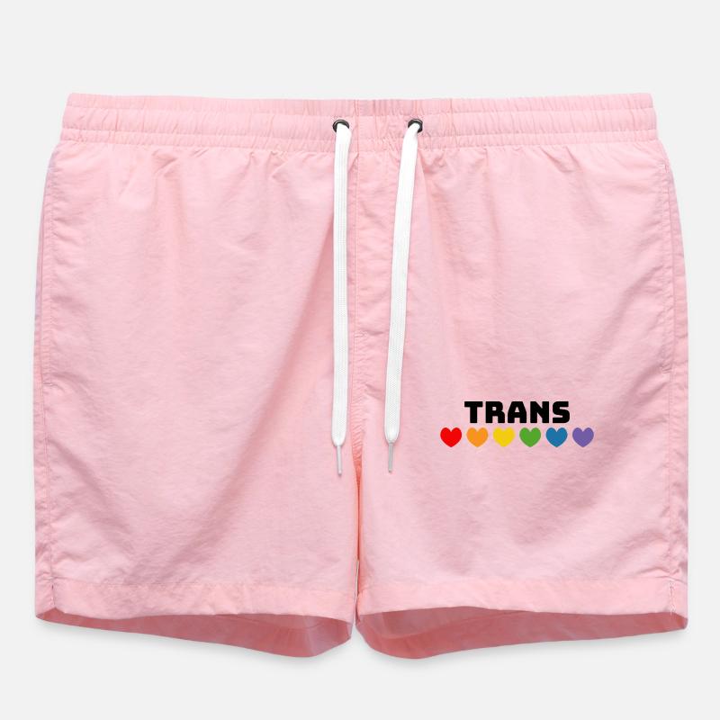 Rainbow heart trans black - Swim Trunks - pink
