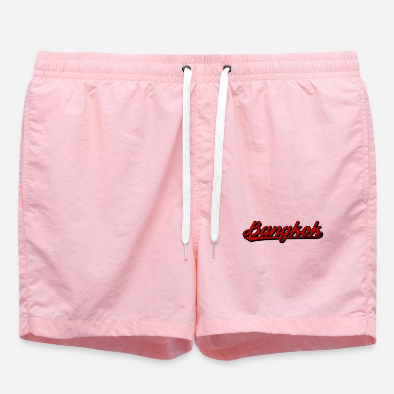 Bangkok Script Neon Red - Swim Trunks - pink