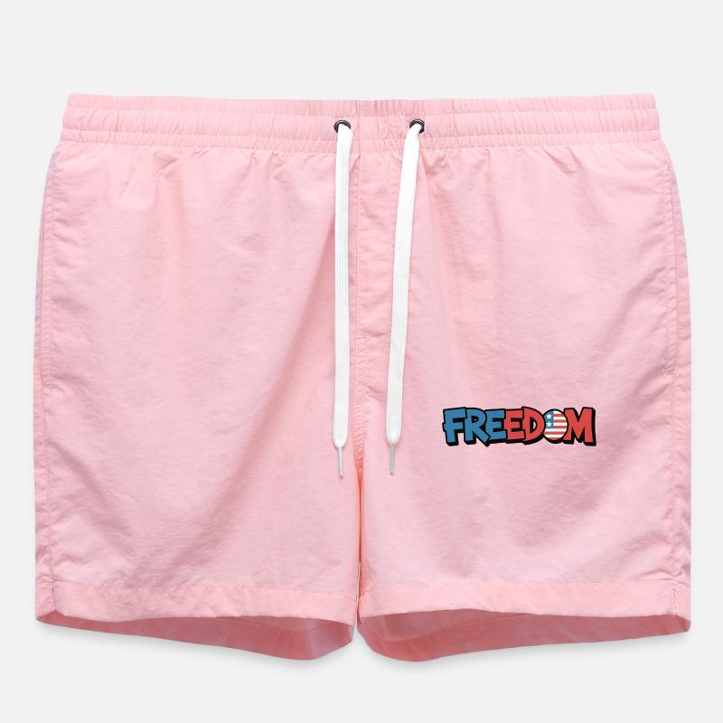 Freedom Typography Statement Design - Swim Trunks - pink