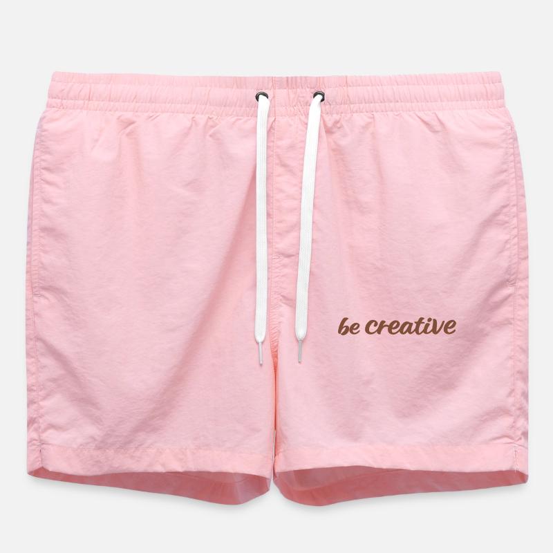 Be Creative Script Brown - Swim Trunks - pink