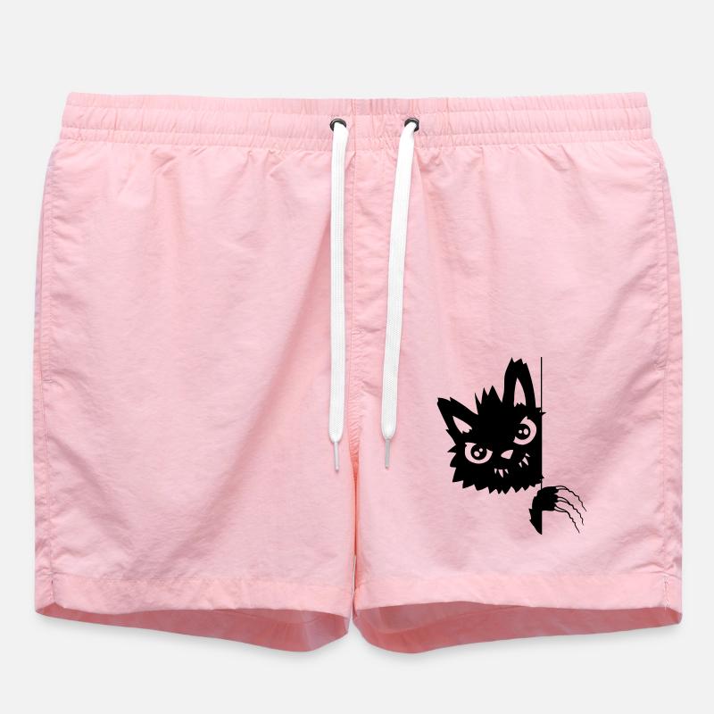 Scratching Evil Cat - Swim Trunks - pink