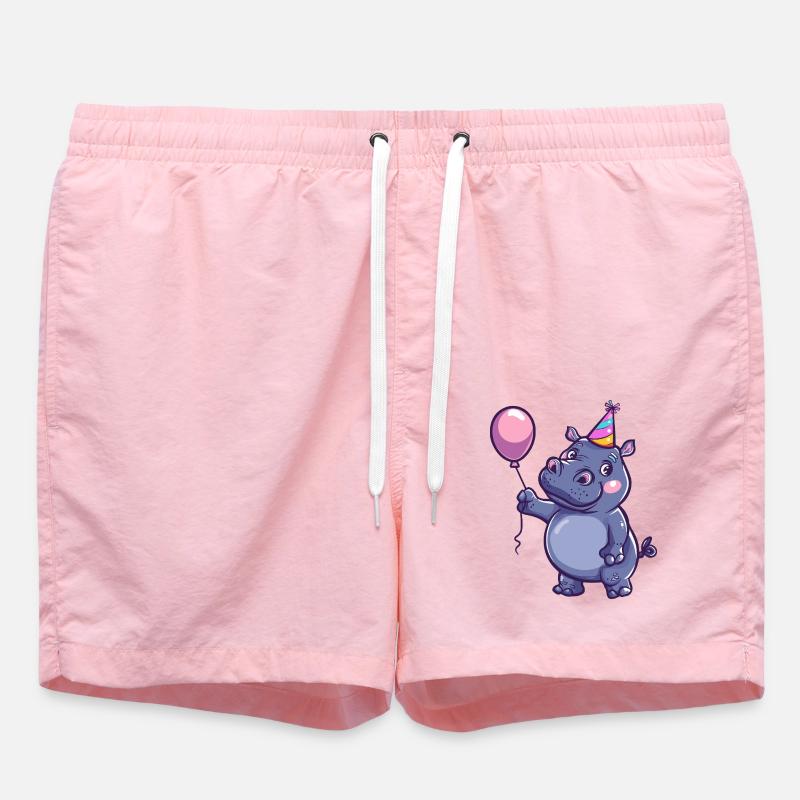 Hippopotame Anniversaire Bébé - Short de bain - rose