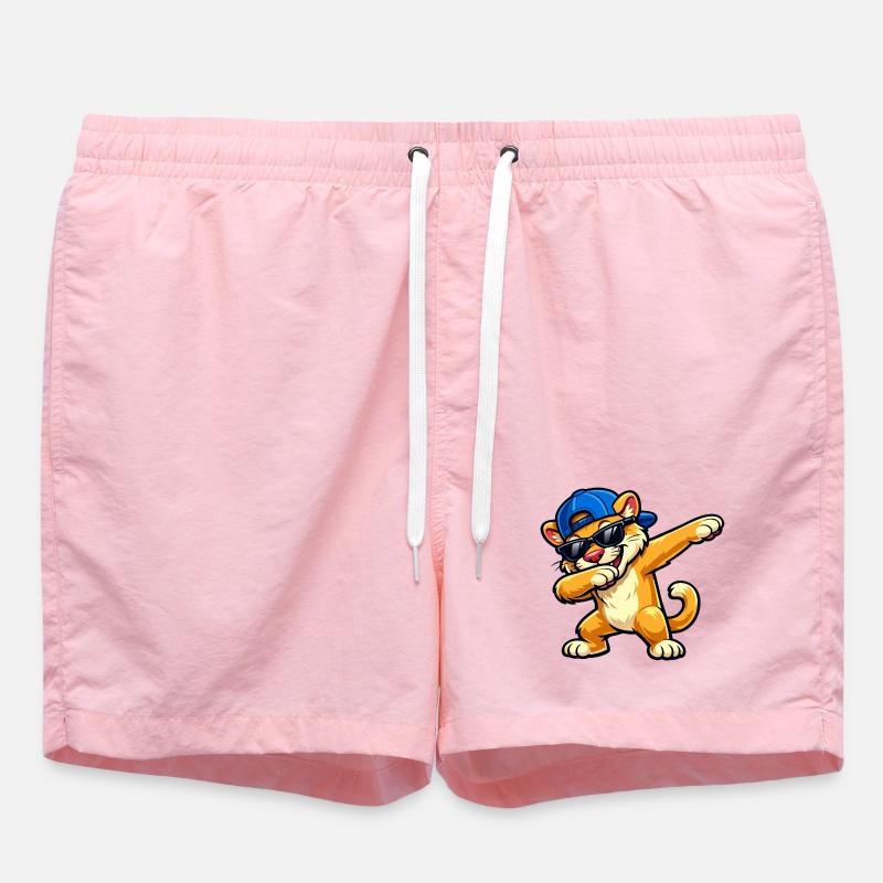 Dabbing Cougar - Swim Trunks - pink