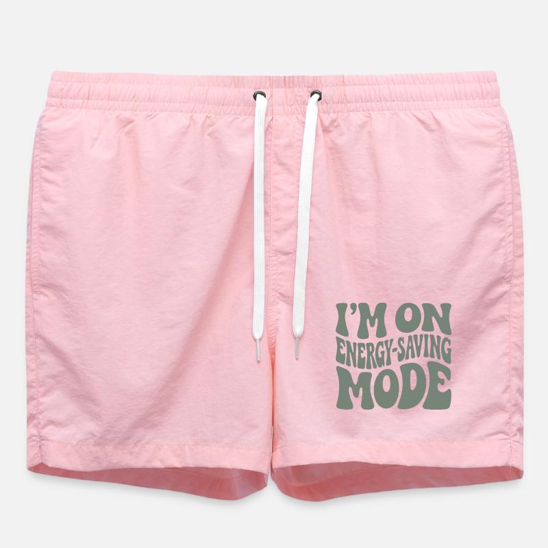 Power Saving Mode | Introvert Humor - Swim Trunks - pink