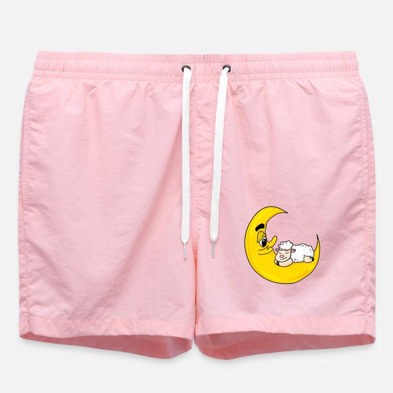 Sheep moon sleeping cute gift - Swim Trunks - pink