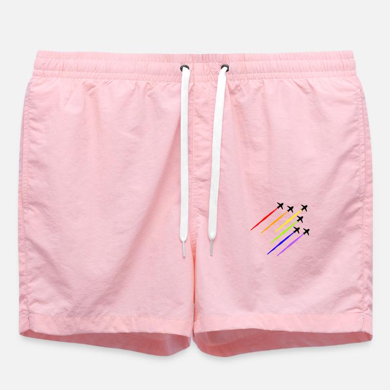 Rainbow Airplane - Swim Trunks - pink