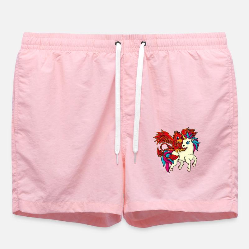 Beste Freunde - Einhorn und Phoenix - Badeshorts - Pink